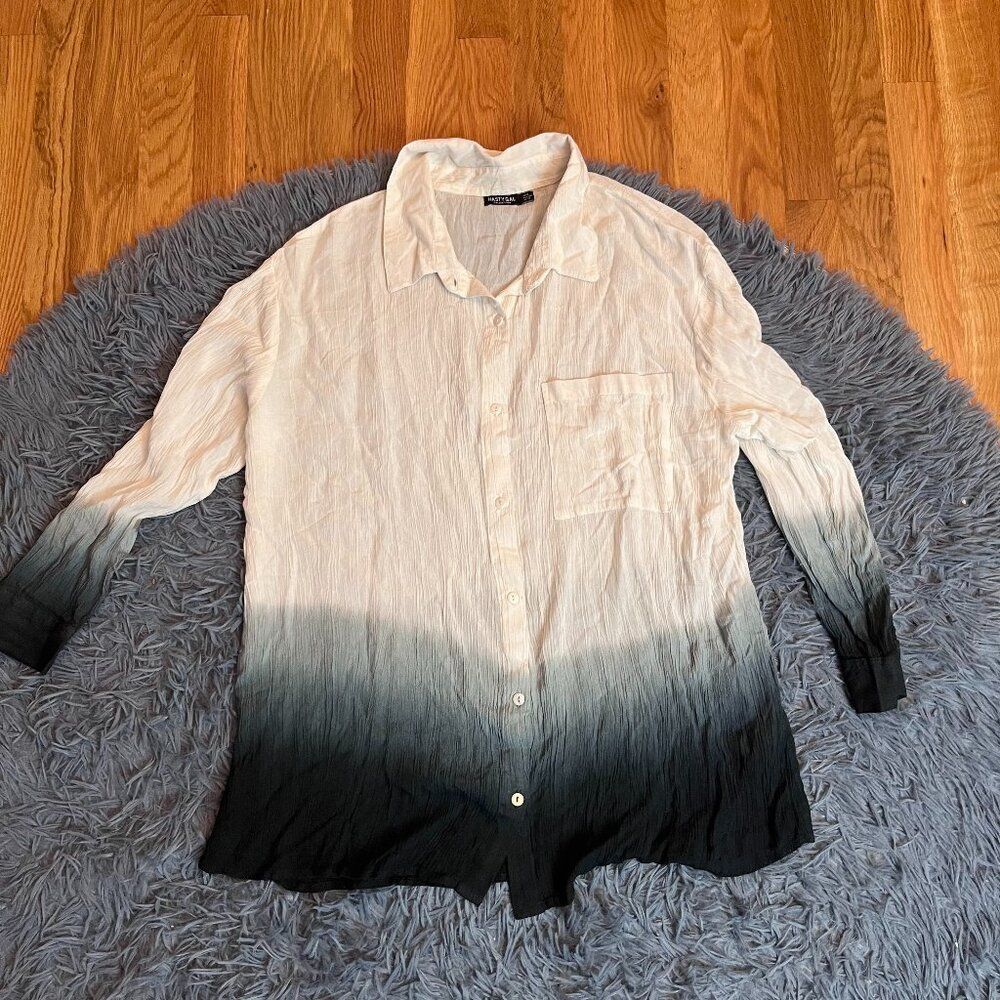 Nasty Gal Gauze Ombre Button Down Shirt Size 6